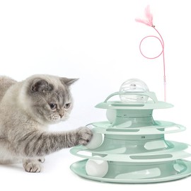 Cats, Toy, Ball, Play, Automatic, 4-Layer Rotation Tower, Ball Turner, Includes Cat Disposal, Stress Relief, Answering Machine, Trackball, Educational Toy, Pet Play Tool, Lack of Exercise