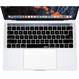 XSKN Portuguese Language Keyboard Skin Cover for 2016 Touch Bar MacBook Pro 13 (A2159 A1989 A1706) & MacBook Pro 15 (A1990 A1707), Plus Touch Bar Protector Gift, US EU Layout (Black)