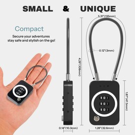 UP Security Combo Lock, Premium Cable Lock with Code, Combination Locks for Travel Security, Luggage Locks, Zipper Lock for Backpack, Suitcase, Bag, Anti-Theft Small Dial Padlock (Non-Luminous, Black)
