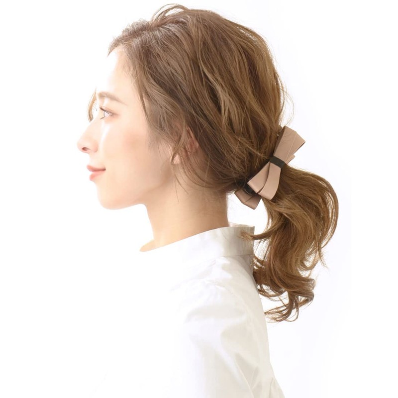 VINGTAINE H-421-BE Bi-Color Ribbon, Banana Clip, Beige, beige