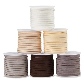 PH PandaHall Approx. 1.6 ft (5 m) / Color Sandy 6 Colors Suede Cord 0.1 x 0.06 inch (3 x 1.5 mm) Artificial Synthetic Leather Cord Flat Leather Cord Choker Original Leather Cord Leather Craft