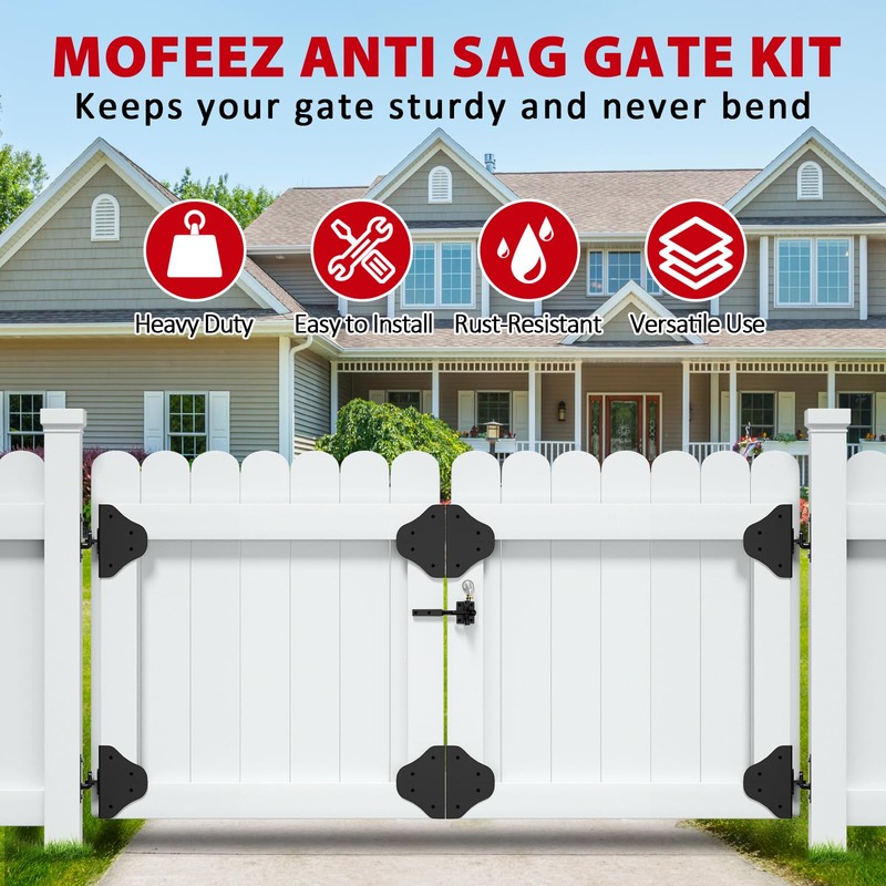 Mofeez Anti Sag Gate Kit Fence Gate Hardware - Heavy