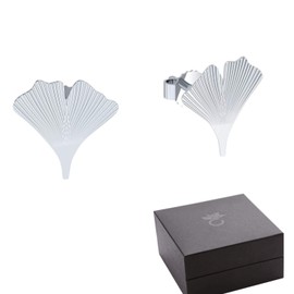 Ginkgo Earrings Ginkgo Stud Earrings in Silver 925 - Premium Case - Ginkgo Jewellery Stud Earrings Women's Ginko Leaf Earrings Ginkgo Lucky Earrings Ginkgo Leaf Lucky Charm FF155-2, Sterling Silver,