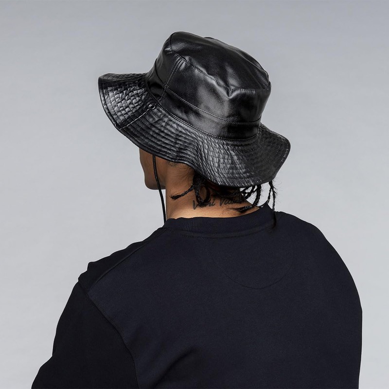 Kangol Rev Bucket Faux Leather Black, M, Plain, Adult, black,