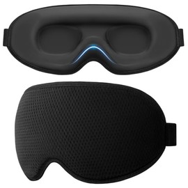 Gritin 100% Blackout Sleep Eye Mask for Sleeping-Ultra Soft Comfortable Zero Eye Pressure Eye Masks for Side Sleepers with Adjustable Strap, 3D Ergonomic Design Blindfold for Travel Essentials/Nap