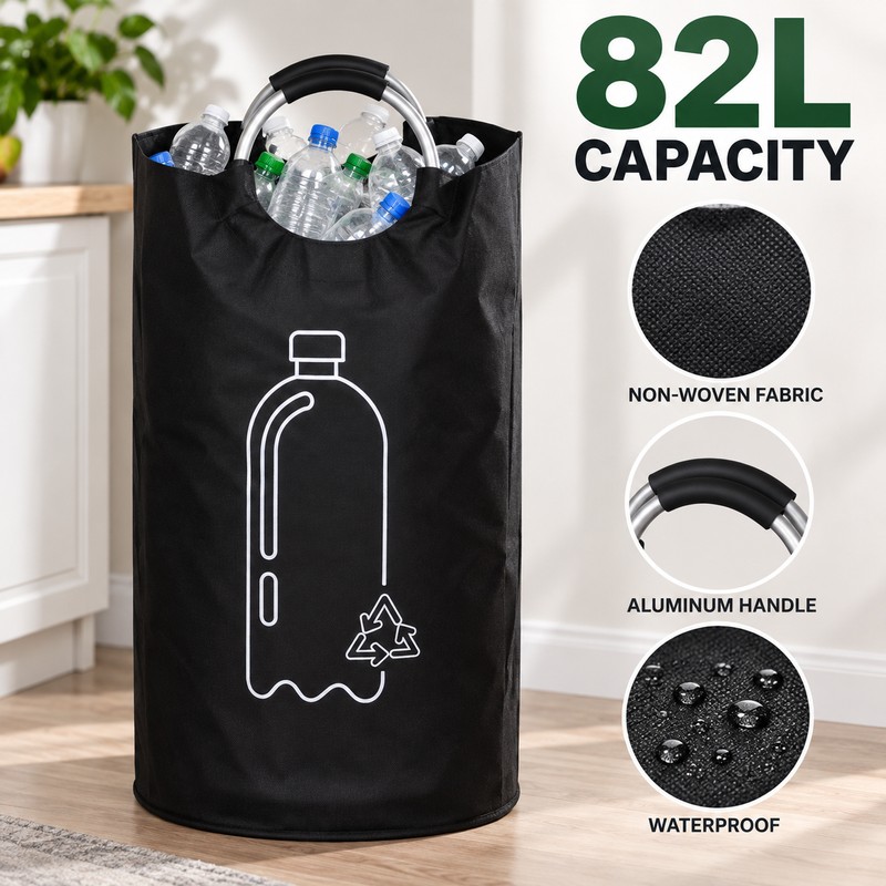 82L Recycling Bin for Empty Bottle Storage – Foldable Waterproof