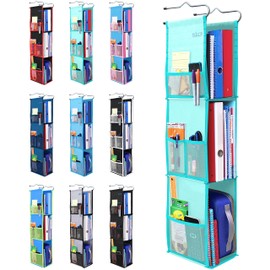 ABRA® 3 Shelf Hanging Locker Organizer for School, Work, Gym, Storage | Deep Shelves 6.5" x 9”| Eco-Friendly Fabric | Adjustable School Locker Shelf from 3 to 2 Shelves (Ocean Turquoise).5