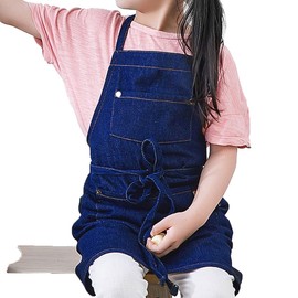 Magarido Slim Look Denim Apron, Deep Blue, Navy Blue, Children's M