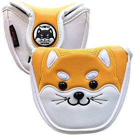 Golf Putter Cover Head Cover for Mallet Odyssey 2 Ball Tailor Made Spider Putter with Magnet for Akita, Husky, Koala, Cat, Shark (Akita Inu, Yellow)