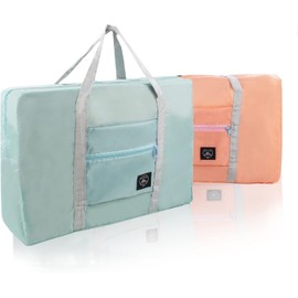 Foldable Travel Duffel Bag, 25L Waterproof Lightweight Weekender Overnight Bag for Camping, Holiday, Shopping, Outing, Vacation, Tote Carry on Luggage Storage Sports Gym Bags for Men Women (Green)