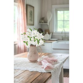 DILATATA 17" Cherry Blossom Branches for Vase Faux Cherry Flowers Picks White Peach Blossom for Floral Arrangements Artificial Apple Blossom Fake Silk Flower for Home Wedding Table Decor-4 Pcs