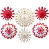 Devra Party 6-Piece Tissue Snowflakes, Red White, 15-22 Inch