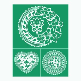 DGAGA Lotus Flower Self-Adhesive Silk Screen Printing Stencils,Mandala Circle Flowers Reusable Screen Stencil for Crafts Lotus Flower Screen Printing Mesh Stencils Painting on Wood,T-Shirt,Cup,Fabric
