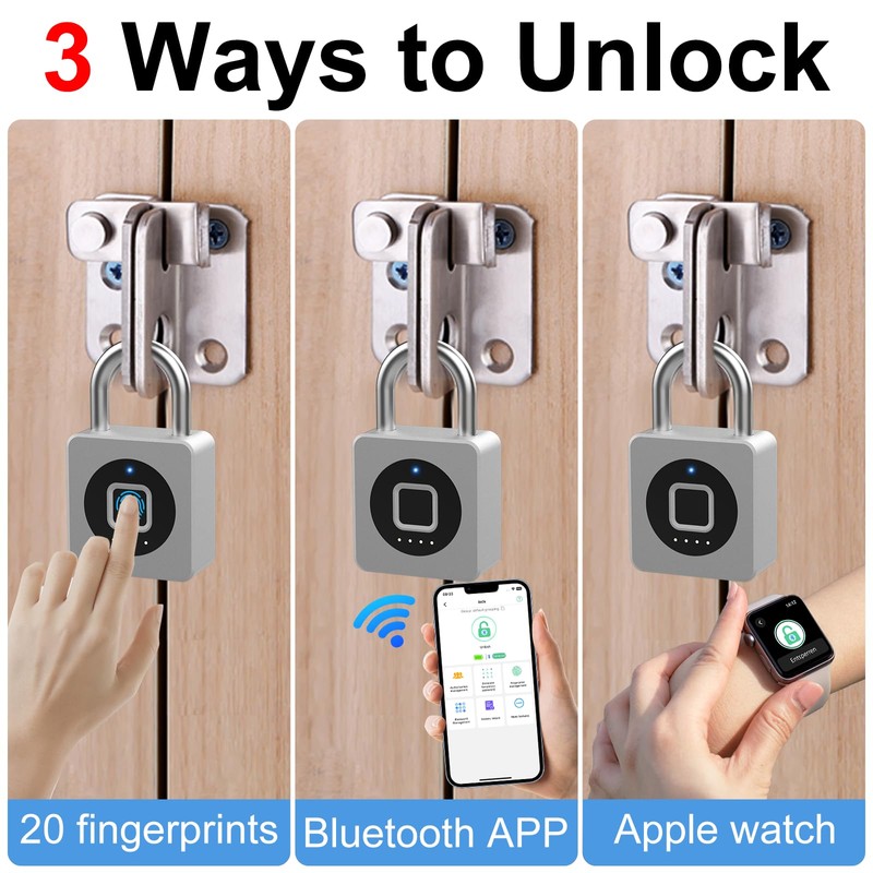 eLinkSmart Gym Locker Padlock - Fingerprint Mobile APP Unlock Remote