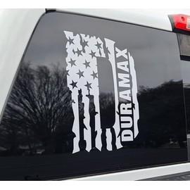 Duramax Decals 12" American Flag Truck Rear Window Stickers Fits 6.6L Diesel Silverado Sierra 2500 3500 Select Color: (Gloss White)