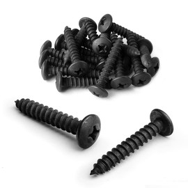 POWERTEC QWS1007#14 Wood Screws 1-1/2 inch, Phillips Truss Head Self Tapping Black Wood Screw Set - 16pcs