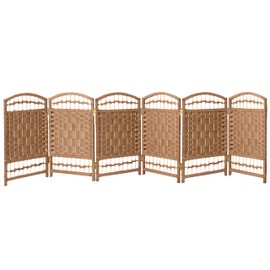 Red Lantern 2 ft. Short Fiber Weave Folding Screen - Natural - 6 Panels