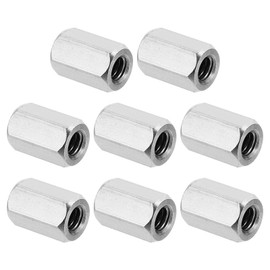 PATIKIL 5/16"-18 UNC 304 Stainless Steel Hex Coupling Nuts, 8 Pieces 0.8" Length Full Thread Rod Coarse Coupling Nut Connector Fasteners, Silver Tone