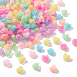 Stiesy 200 Pcs Transparent Acrylic Heart Beads Colorful Assorted Mix Pastel Beads Spacer Beads Heart Shape Loose Beads for DIY Jewelry Making Craft