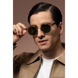 CARFIA Mens Sunglasses Retro Polarised Eyewear UV400 Protection Round Frame in Acetate