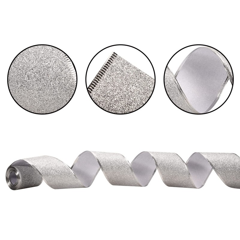 XNHIU 10 Yards 2.5 Inch Wide Christmas Wired Edge Ribbons