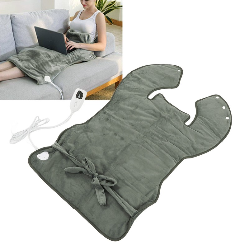 Back Heating Pad Dark Grey Soft Plush Hands Free Design