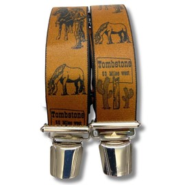 EDERER Men's Braces - Western Cowboy Country Motif - 3.5 cm Wide, Adjustable 65-125 cm - X-Shape - Robust Clips & High Comfort - Ideal for Leisure Work & as a Stylish Gift ST-025
