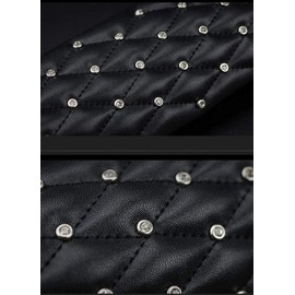 Black Leather Automotive Gear Shift Knob Cover - Car Interior Accessories Gear Shifter Cover with Bling Diamond Crystal Rhinestones for Women or Girls (Black, One Size)