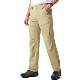 Mens Cargo Hiking Pants, Lightweight Quick Dry Fishing Pants, Water Resistant Outdoor Tactical Safari Clothes (US, Numeric, 38, Regular, Regular, Khaki)