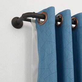 Double Industrial Curtain Rods, Iron Curtain Rod for Windows 48 to 84, Wrap Around Window Double Curtain Rod, Outdoor Farmhouse Curtain Rod, Rustic Curtain Rods(Sand Black)