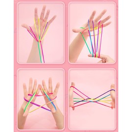 10-Pack Cat Cradle String Fingering Toy Supplies Rainbow Color Cat Cradle String Games,Chinese Finger String Games Toy for Kids, Adults, Children's Day