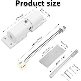 Automatic Door Closer, Zinc Alloy Safety Spring Door Closer Adjustable 30 kg Closing Door Hinge (White) - Color: White