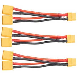 3Pcs HIRCQOO XT60 Plug 14AWG Soft Silicone Parallel 3.93" Y Splitter Harness Cable Adapter 1Female to 2 Male for RC Car Truck Boat Quadcopter Airplanes Lipo Battery