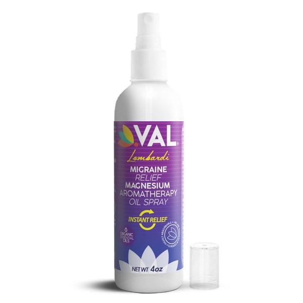 VAL Natural Migraine Relief Magnesium Spray with Relaxant Magnesium Oil, Lavender Essential Oil, Peppermint Oil, Headache Relief, Best Magnesium Formula for Tension and Cluster Headaches, 4oz