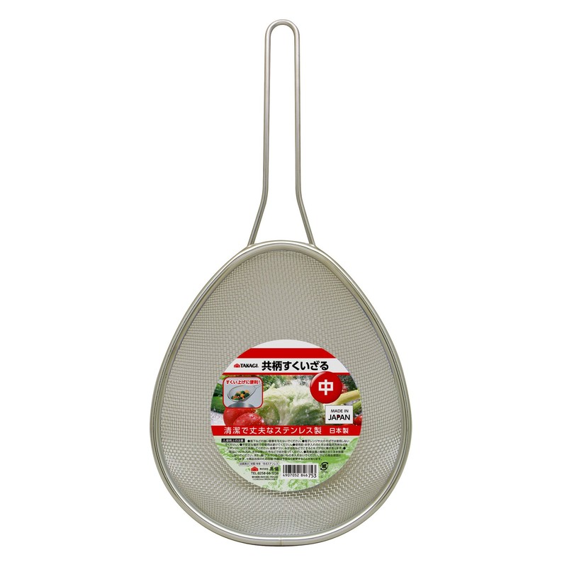 TAKAGI Stainless Steel Scooping Colander, Medium, Silver