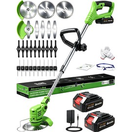 Electric Weed Wacker Battery Powered, Cordless Weed Eater with Metal Blade