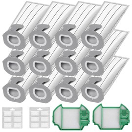 Pack of 12 Vacuum Cleaner Bags for Vorwerk Kobold VK7 with 2 Filters, Kobold FP7 Premium Filter Bags Compatible with Vorwerk Kobold VK7 FP7