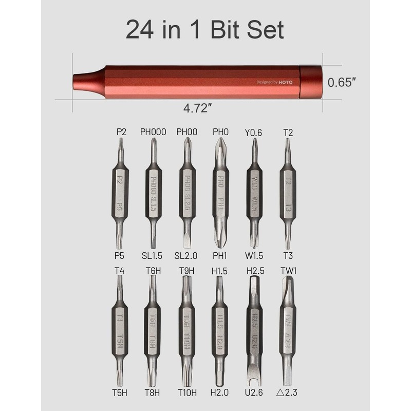 HOTO Precision Screwdriver Sets, 24-in-1 Manual Screwdriver, 24 pcs Tough