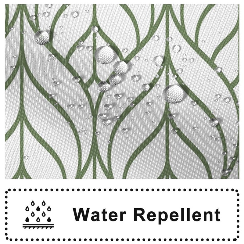 Ruelvth Green and White Shower Curtain, Modern Aesthetic Sage Green