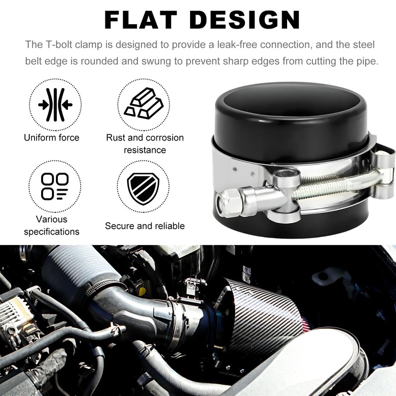 JUSTTOP 2PCS 4 Inch T-Bolt Hose Clamp, Adjustable 108-116mm Clamp