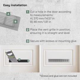 Vent Systems 400 x 60 mm / 16" x 2.4" Inch Air Supply Ventilation Grille - Silver Aluminium Rectangle Intake/Exhaust Grate - HVAC Register Cover for Floor, Wall, Door Duct