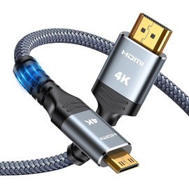 Mini HDMI to HDMI Cable 1.8 m 4K @ 60Hz 18Gbps High Speed, Nylon Braided 2.0 Cable Support 4K 2K UHD 3D HDR ARC Compatible with Camera, Laptop, Projector, HDTV, Monitor, Raspberry Pi