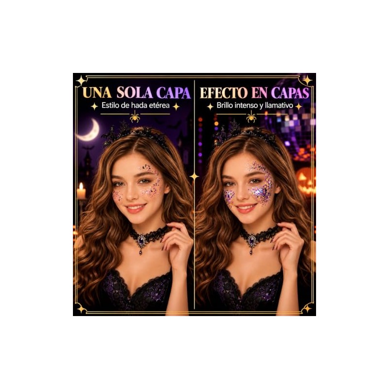 Glitter para Cara y Cuerpo, Brillos Holográficos de Fácil Aplicación