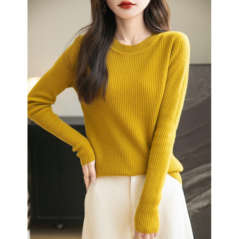 Chanyarn Women's 100% Merino Wool Sweater 2024 Fall Winter Crew