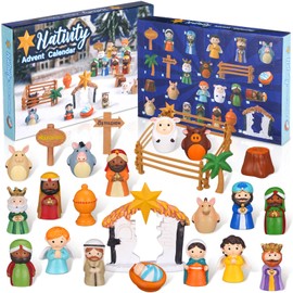 CroBlissful 2024 Christmas Countdown Calendar 25 Days Christmas Countdown Calendar Nativity Scene Set Christian Religious Advent Calendar Fun Christmas Party Gift for Boys Girls and Toddlers