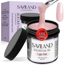 SAVILAND 100g Light Pink Builder Nail Gel – 3.53oz Hard Gel for Nails Large Capacity Nail Strengthen Gel for Nail Extension Nail Art Manicure Starter U V Nail Gel for Professional Nail Salon Home DIY