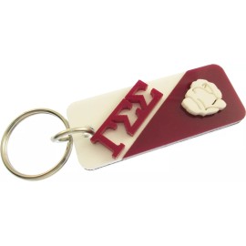 TCEShop Gamma Sigma Sigma Rose Split Symbol Key Chain [White/Burgund