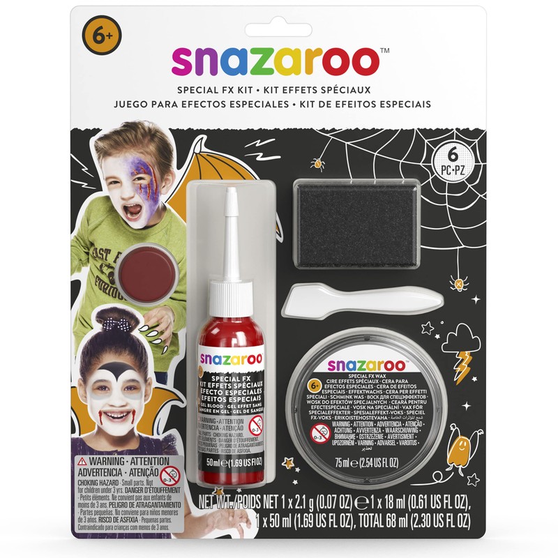 Snazaroo Schmink Set für Grusel Make-up, Kunstblut, Farbe & Effektwachs