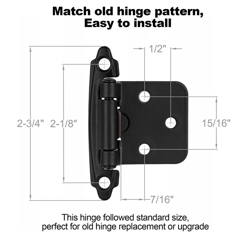 Vallecloud 10 Pack (5 Pair) Matte Black Self Closing Cabinet