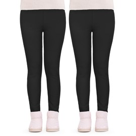 JOCMIC Girls Fleece Lined Leggings Winter Pants Thick and Warm Pack of 2 10-11 Years Black
